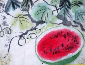 国画扇子吃瓜怎么画的视频,轻松绘制吃瓜图教程